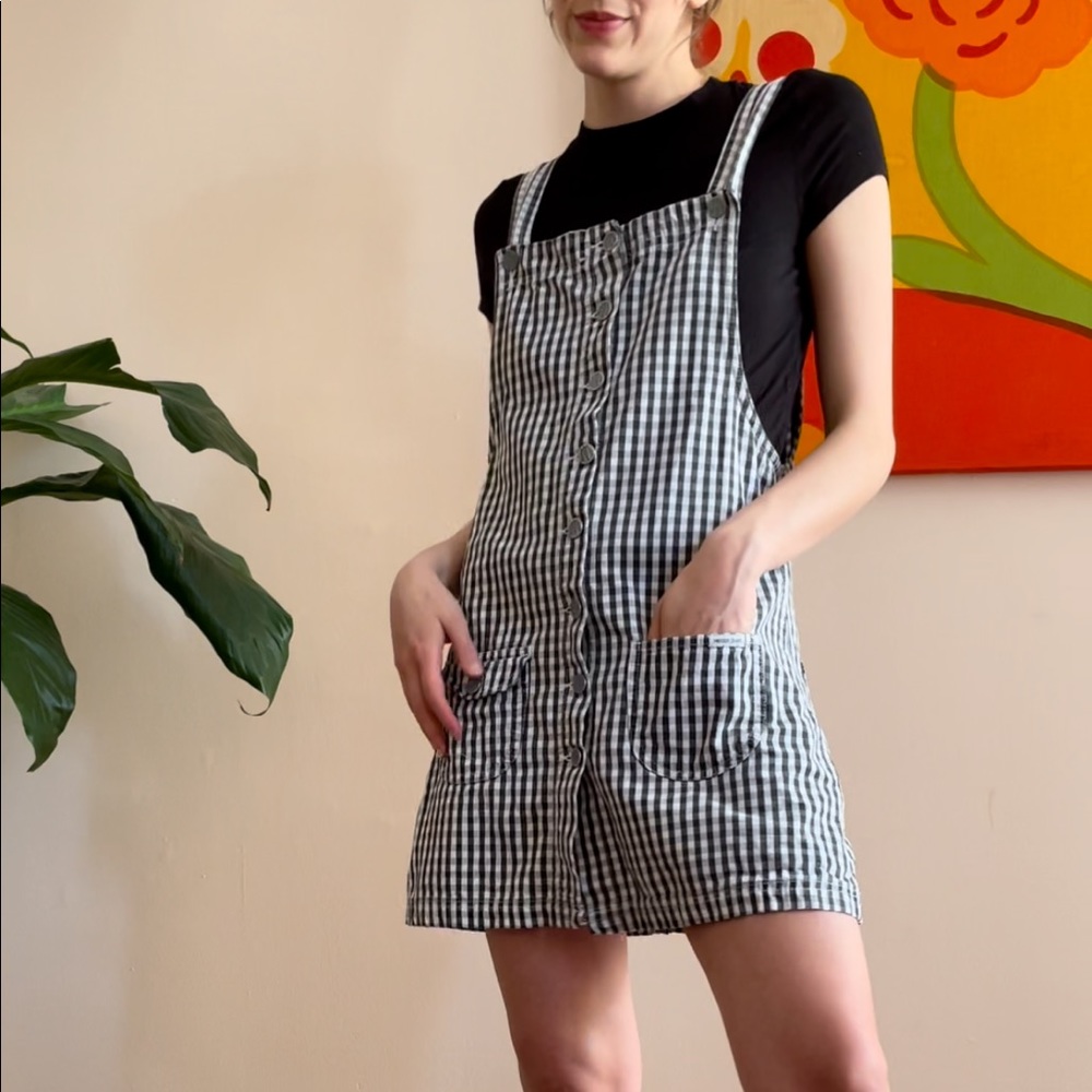 Vintage Gingham Jumper Overall Dress - Picture 1 of 7